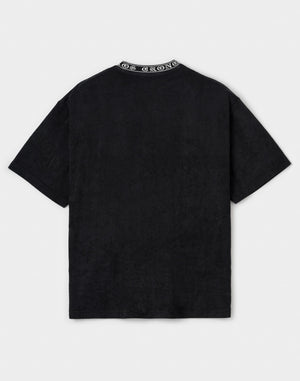 CRONOS Bamboo Pile Jacquard Logo S/S TEE【OFF BLACK】