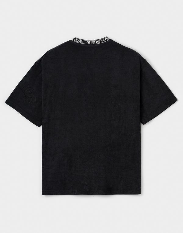 CRONOS Bamboo Pile Jacquard Logo S/S TEE【OFF BLACK】