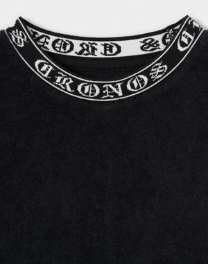 CRONOS Bamboo Pile Jacquard Logo S/S TEE【OFF BLACK】