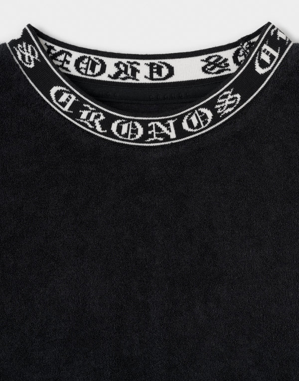 CRONOS Bamboo Pile Jacquard Logo S/S TEE【OFF BLACK】