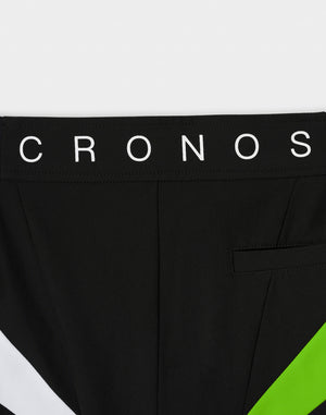CRONOS 交叉拼接競賽短褲【黑×綠】