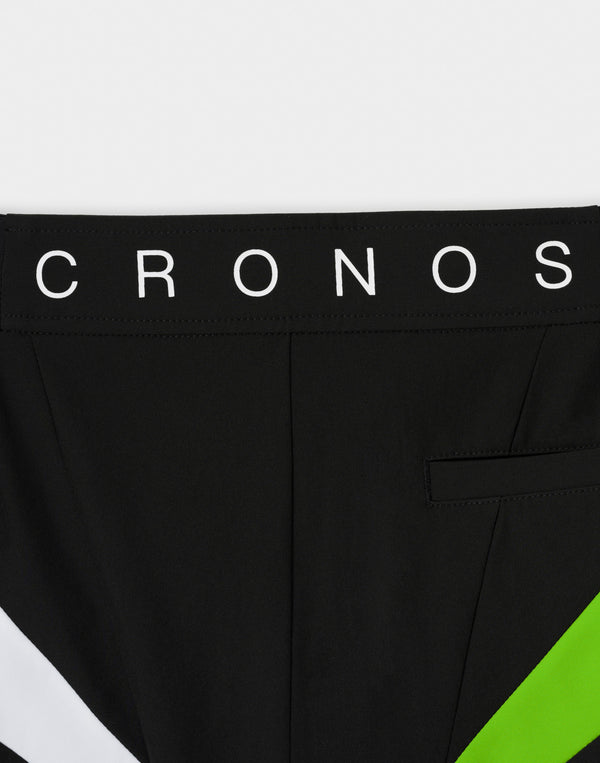 CRONOS 交叉拼接競賽短褲【黑×綠】