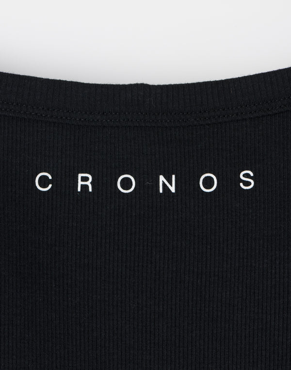 CRONOS 女款柔軟羅紋吊帶洋裝【黑色】