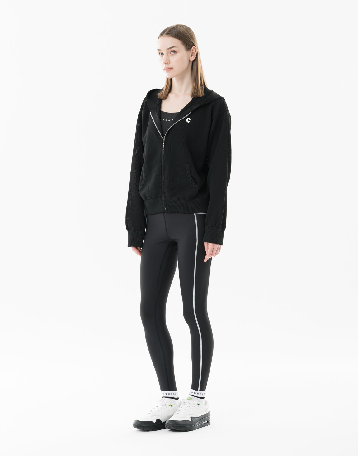 CRONOS WOMEN Cool Touch Rib Leggings【BLACK】 – クロノス