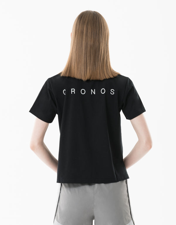 CRONOS 女款運動棉質T卹 [黑色]