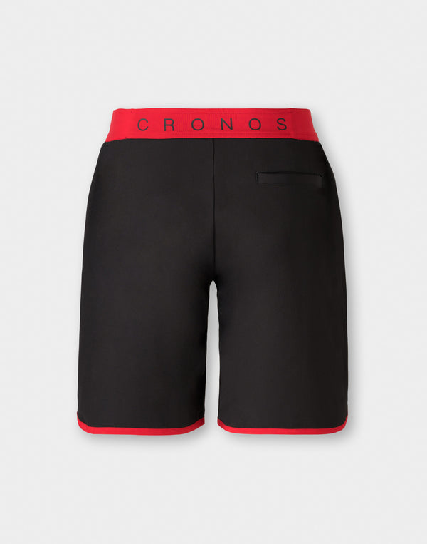 CRONOS 對比腰部競賽短褲 [黑色×紅色]