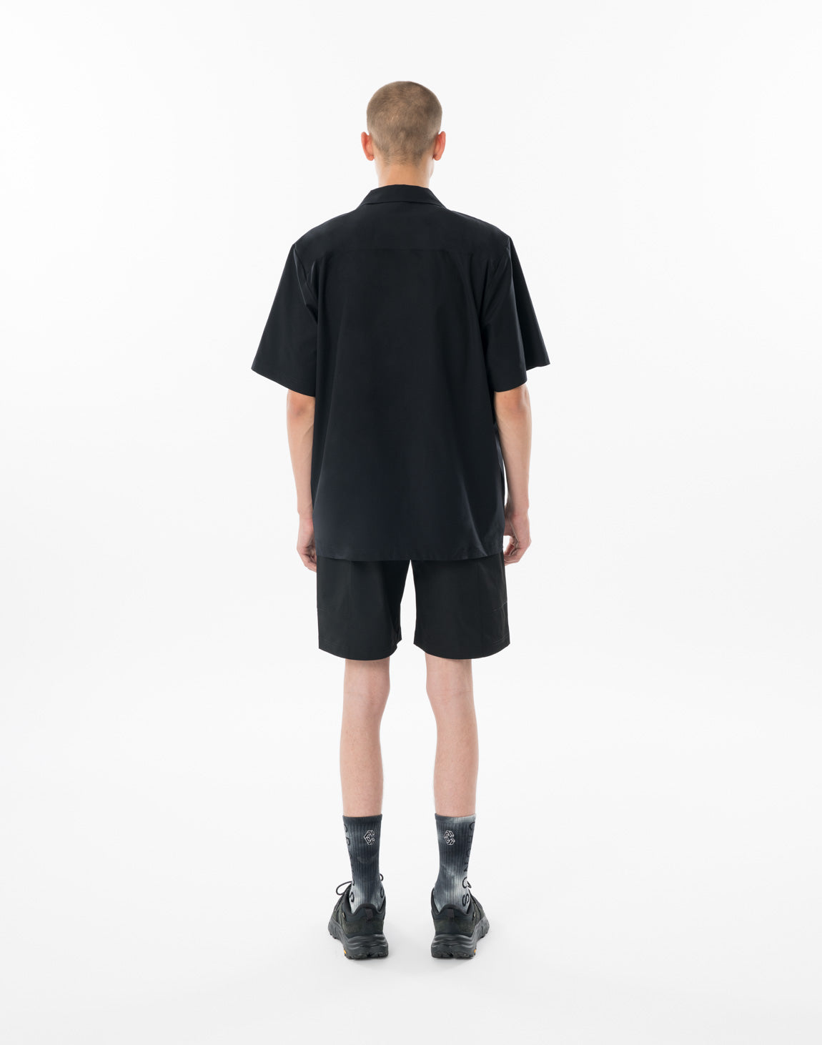 CRONOS STRETCH OPEN COLLAR S/S SHIRT【BLACK】