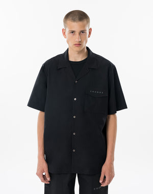 CRONOS STRETCH OPEN COLLAR S/S SHIRT【BLACK】