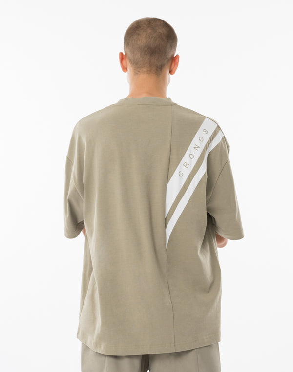 CRONOS SWITCHING OVERSIZE TEE【GREIGE】