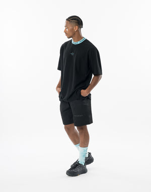 CRONOS AIR MESH JACQUARD COLLAR TEE【BLACK×BLUE】