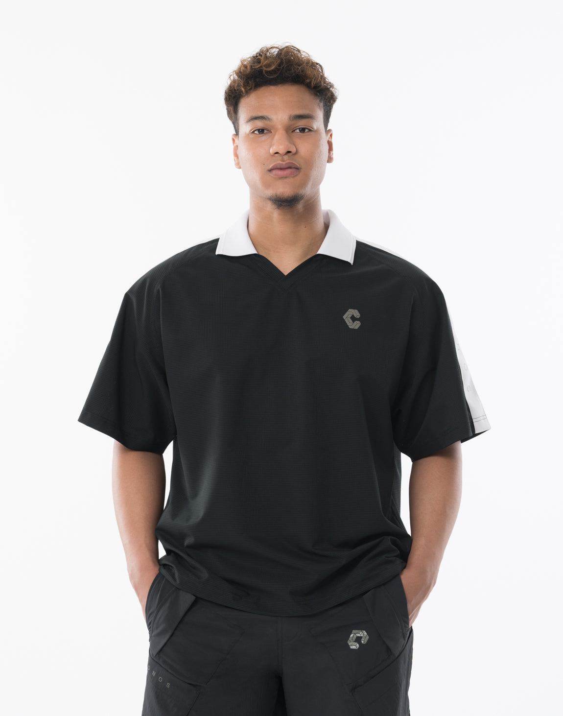 CRONOS COOL DOTS SKIPPER V-NECK POLO【BLACK】