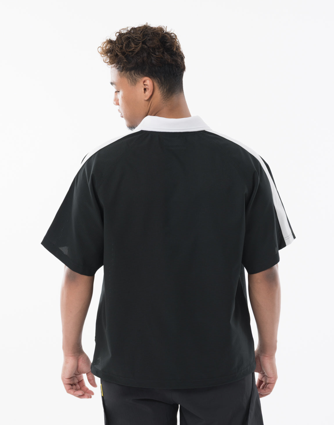 CRONOS ブラック ポロシャツ M CRONOS BLACK STRIPED POLO SHIRT【BLACK×YELLOW】