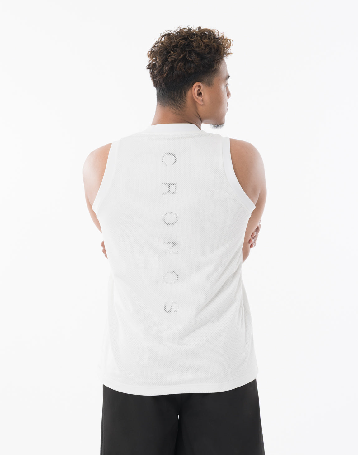 CRONOS LOGOPRINT タンクトップ　白　XL メッシュ　クロノス CRONOS Mesh back sleeveless【WHITE】