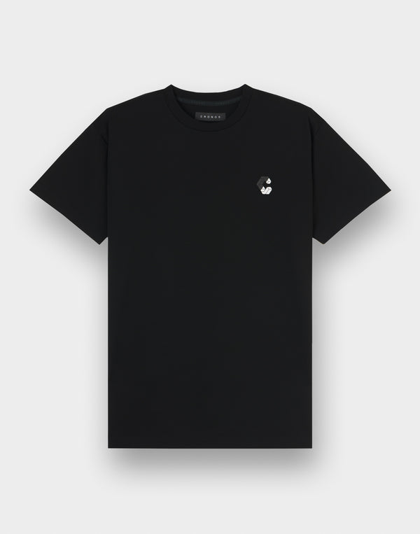 CRONOS Vertical Signature  Logo Regularfit T-SHIRT【BLACK×WHITE】