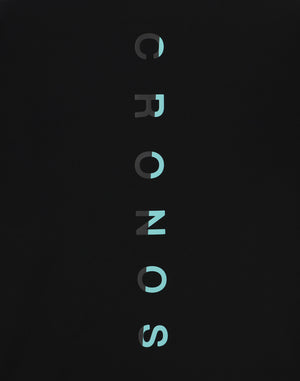 CRONOS 垂直簽名標誌常規版型T卹 [黑色×藍色]