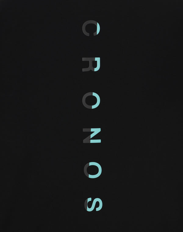 CRONOS 垂直簽名標誌常規版型T卹 [黑色×藍色]