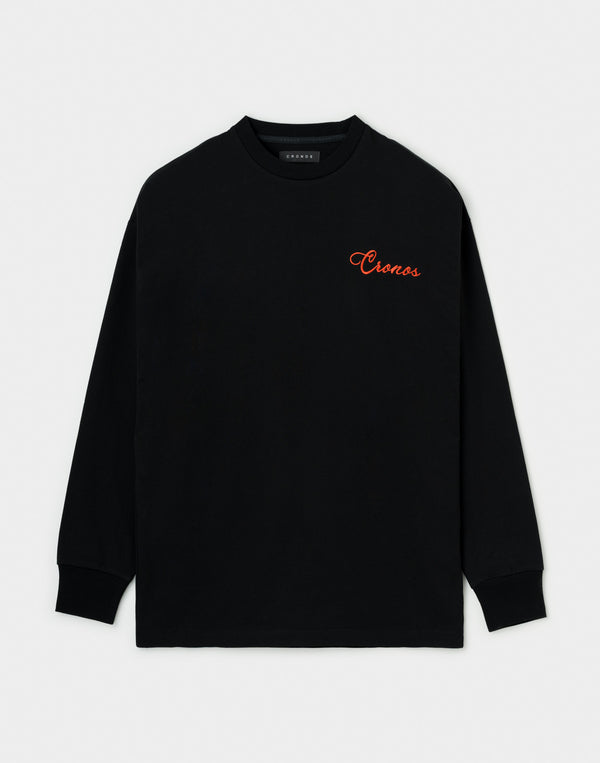 CRONOS SCRIPT SIDE L/S TEE 【BLACK×RED】