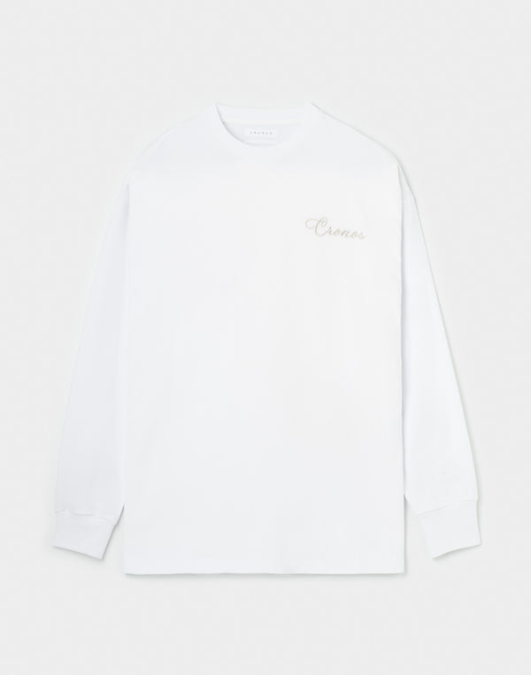 CRONOS SCRIPT SIDE L/S TEE [WHITE]