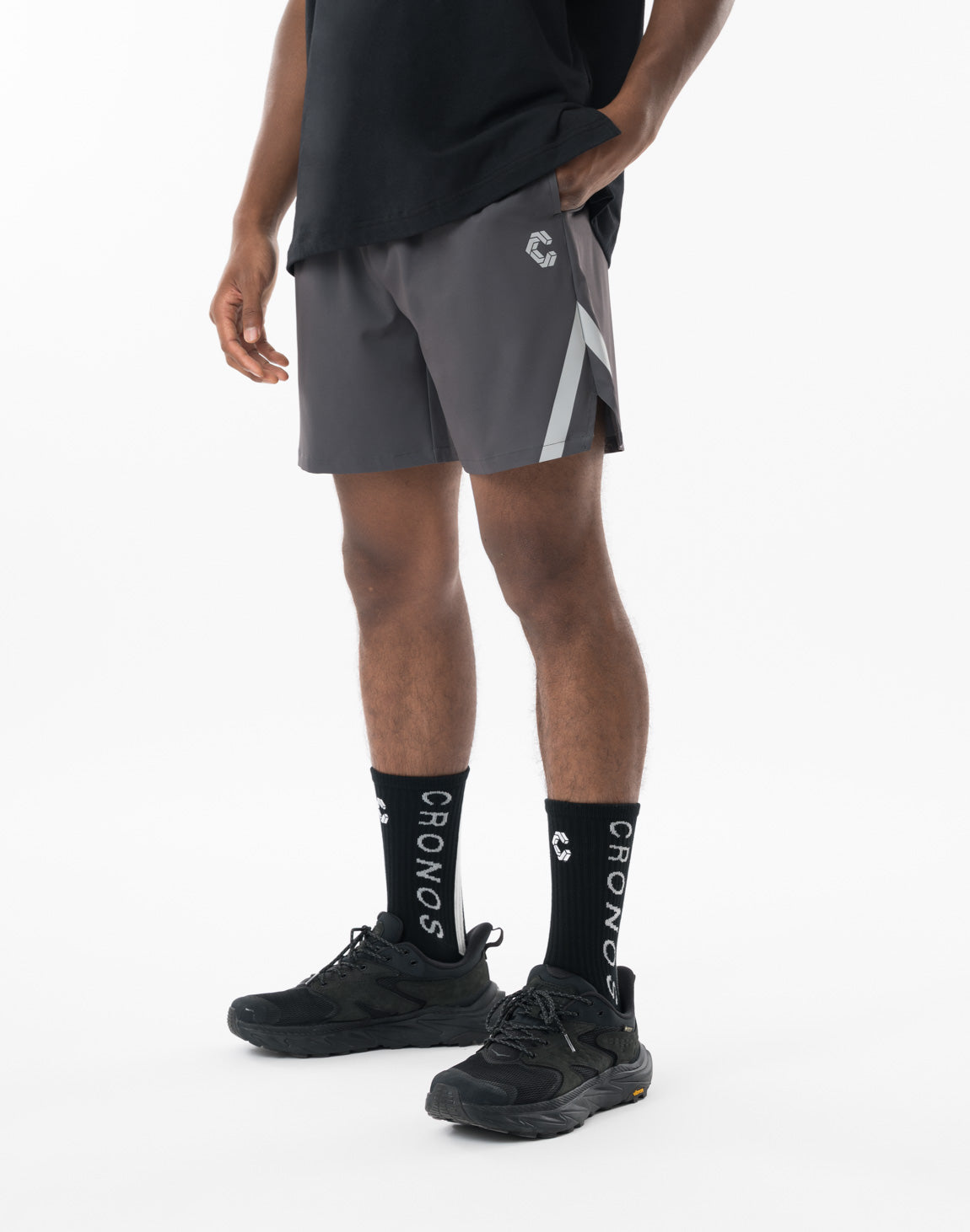 CRONOS グレー ハーフパンツ CRONOS Reflective Stretch Shorts【D.GRAY】