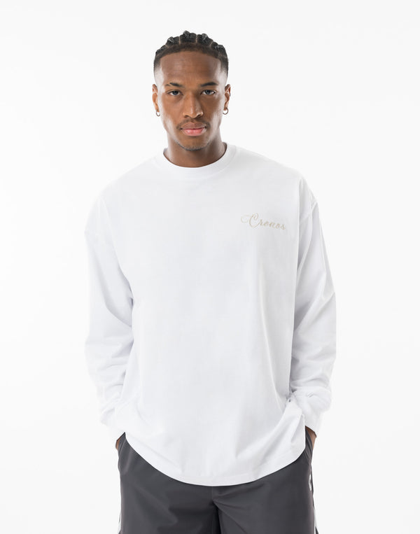 CRONOS SCRIPT SIDE L/S TEE [WHITE]