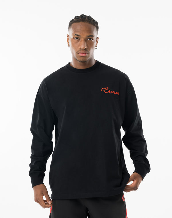 CRONOS SCRIPT SIDE L/S TEE 【BLACK×RED】