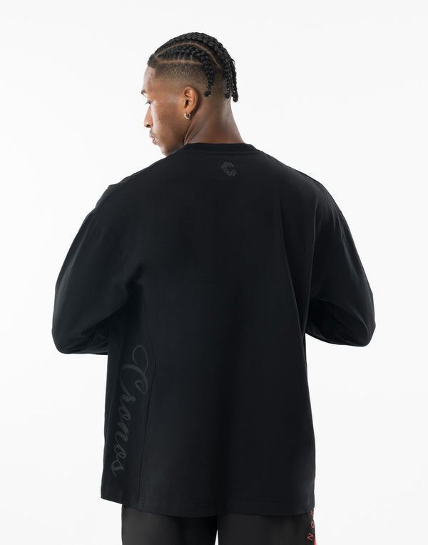 CRONOS SCRIPT SIDE L/S TEE 【BLACK×RED】