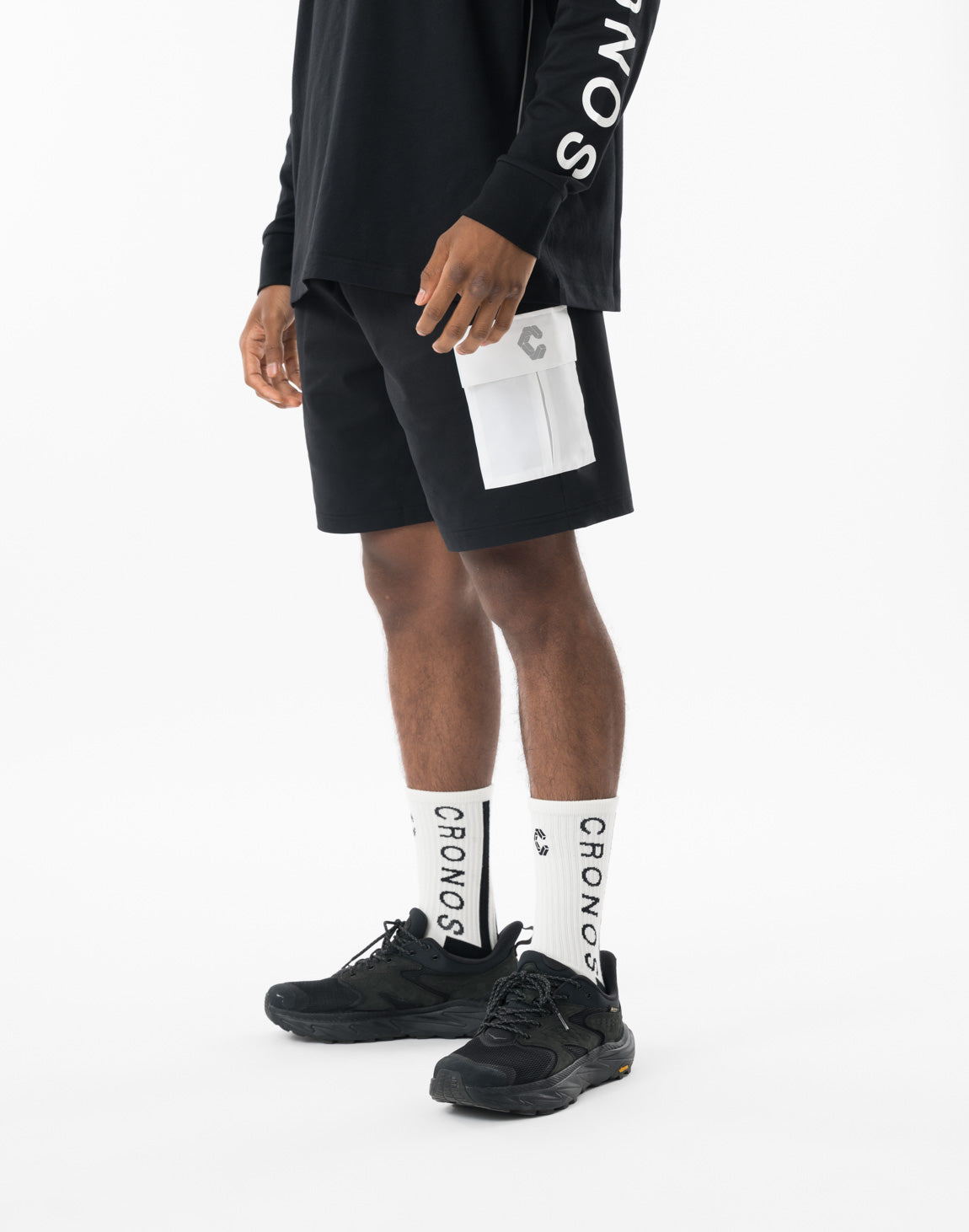 クロノス ショートパンツ CRONOS Urban Active Cargo Shorts【BLACK×WHITE】