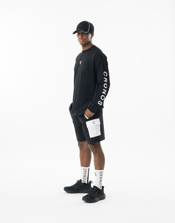 CRONOS Urban Active 工裝短褲 [黑×白]