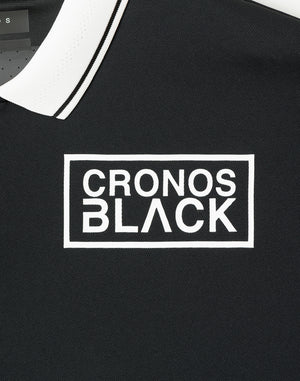 CRONOS BLACK KNIT-NECK HALF ZIP L/S TEE【BLACK】