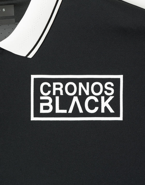 CRONOS BLACK KNIT-NECK HALF ZIP L/S TEE【BLACK】