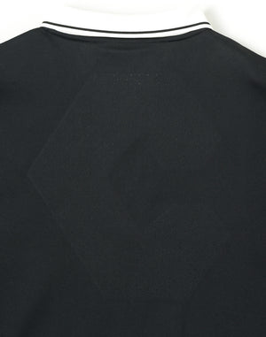 CRONOS BLACK KNIT-NECK HALF ZIP L/S TEE【BLACK】