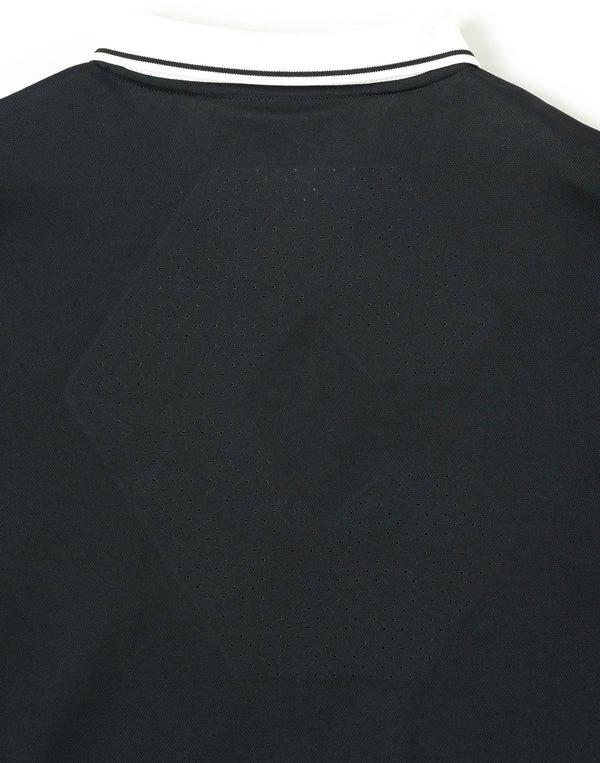 CRONOS BLACK KNIT-NECK HALF ZIP L/S TEE【BLACK】