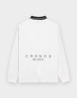 CRONOS BLACK KNIT-NECK HALF ZIP L/S TEE【WHITE】