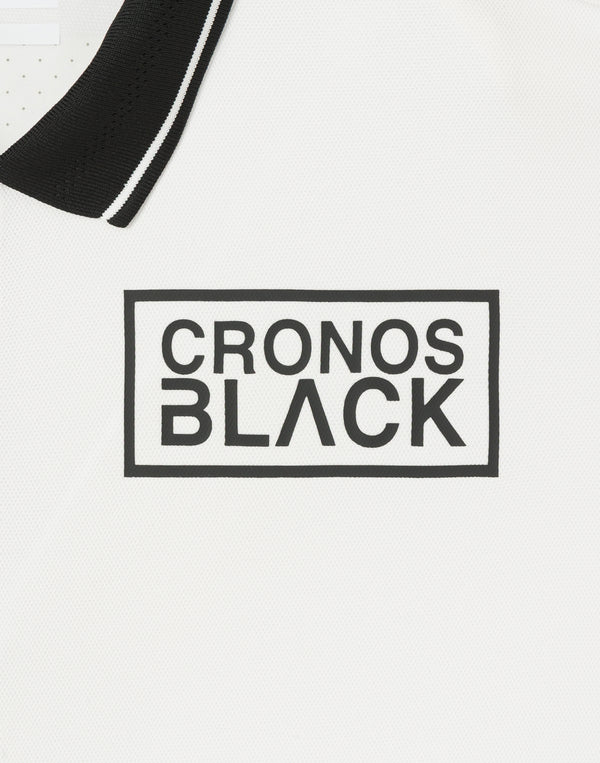 CRONOS BLACK KNIT-NECK HALF ZIP L/S TEE【WHITE】