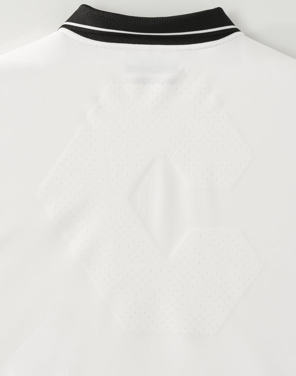 CRONOS BLACK KNIT-NECK HALF ZIP L/S TEE【WHITE】