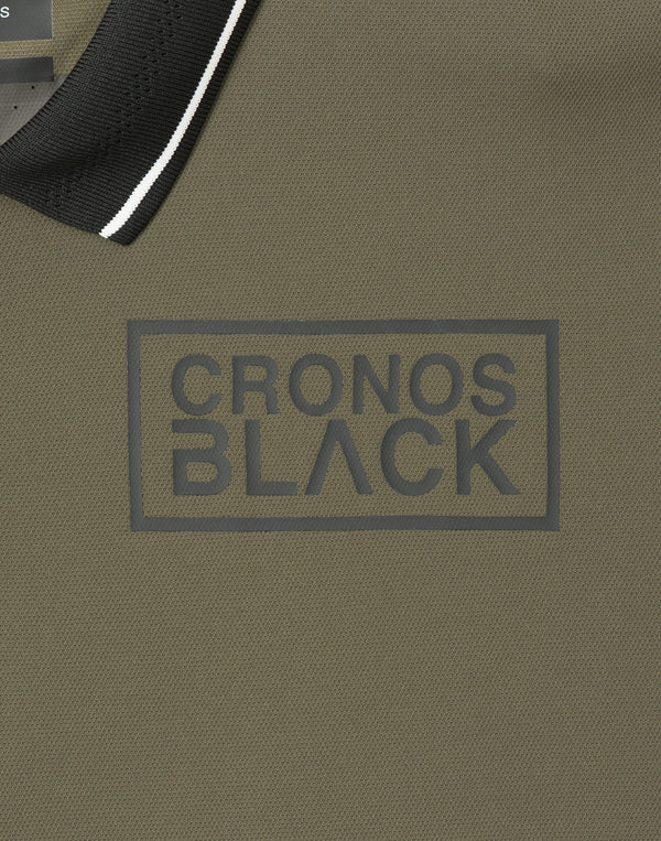 CRONOS BLACK KNIT-NECK HALF ZIP L/S TEE【GRAY】