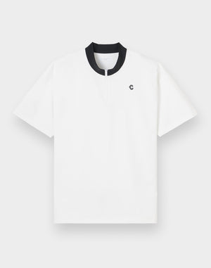 CRONOS BLACK KNIT-COLLA TECH HALF ZIP TEE【WHITE】