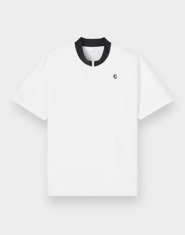 CRONOS BLACK KNIT-COLLA TECH HALF ZIP TEE【WHITE】