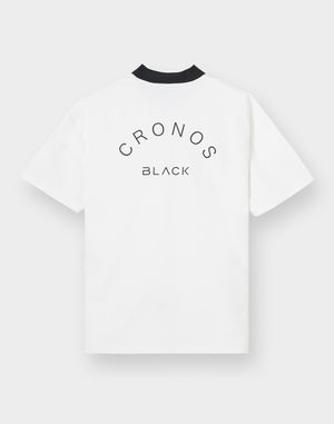 CRONOS BLACK KNIT-COLLA TECH HALF ZIP TEE【WHITE】
