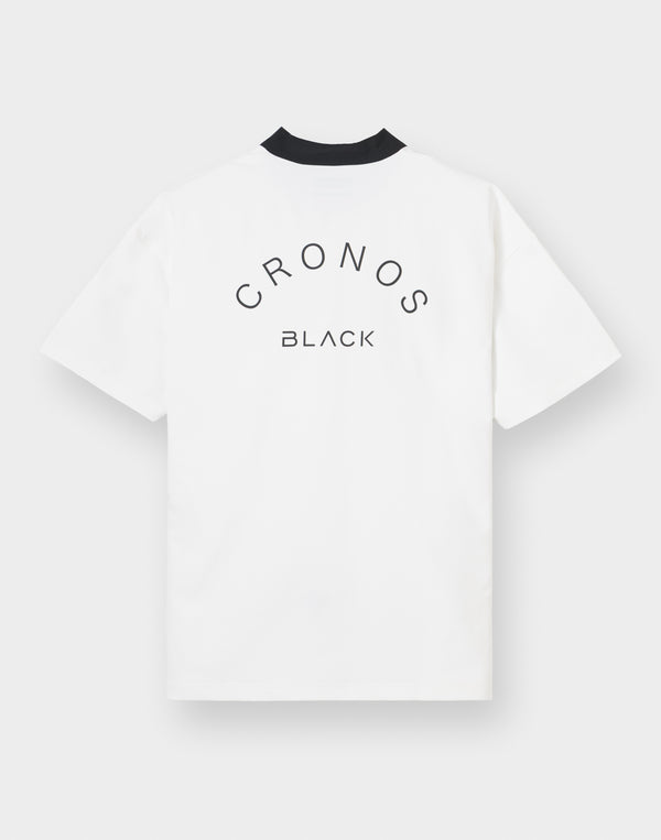 CRONOS BLACK KNIT-COLLA TECH HALF ZIP TEE【WHITE】