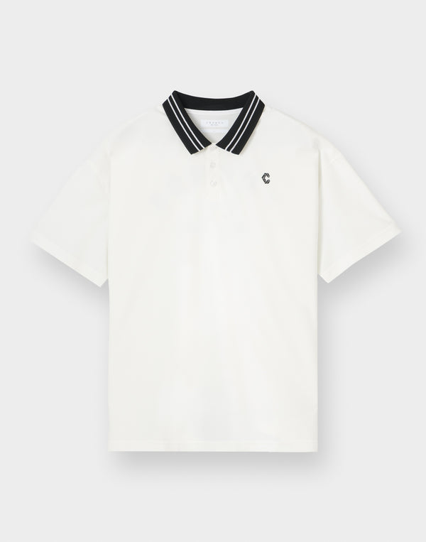 CRONOS BLACK COOL TRIM POLO【WHITE】