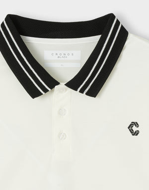 CRONOS BLACK COOL TRIM POLO【WHITE】