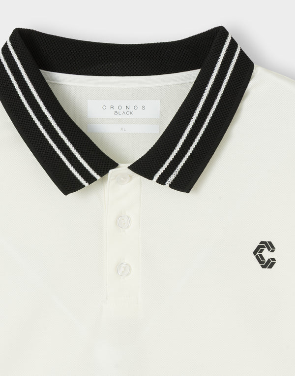 CRONOS BLACK COOL TRIM POLO【WHITE】