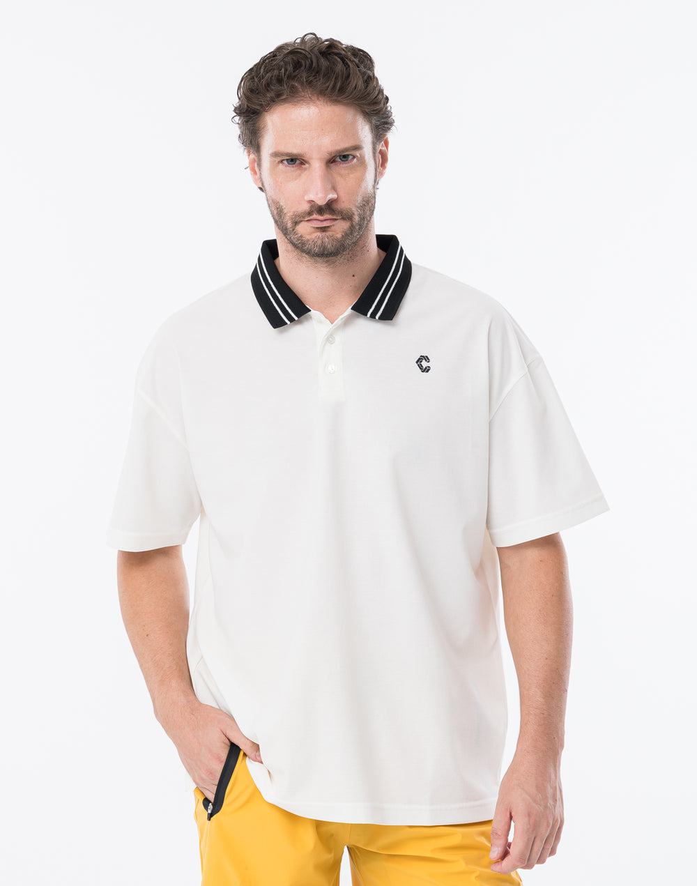 CRONOS BLACK COOL TRIM POLO【WHITE】