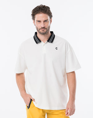 CRONOS BLACK COOL TRIM POLO【WHITE】