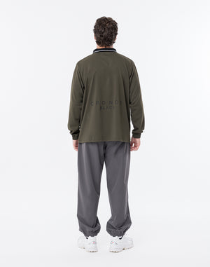 CRONOS BLACK KNIT-NECK HALF ZIP L/S TEE【GRAY】