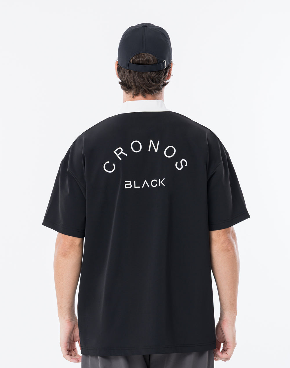 CRONOS BLACK KNIT-COLLA TECH HALF ZIP TEE【BLACK】