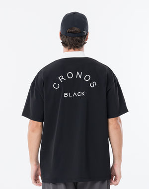 CRONOS BLACK KNIT-COLLA TECH HALF ZIP TEE【BLACK】