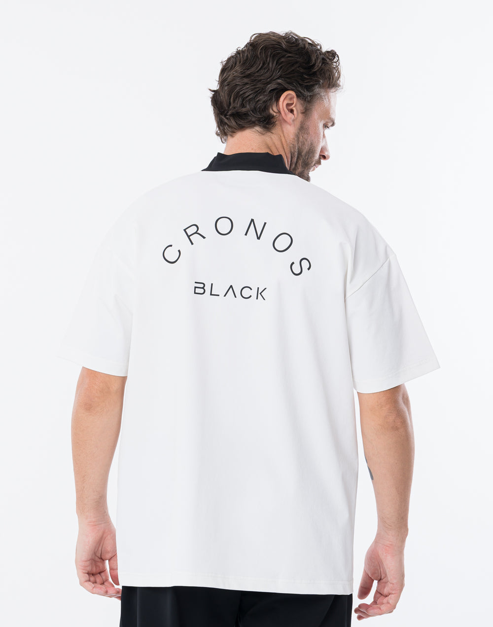 CRONOS BLACK KNIT-COLLA TECH HALF ZIP TEE【WHITE】