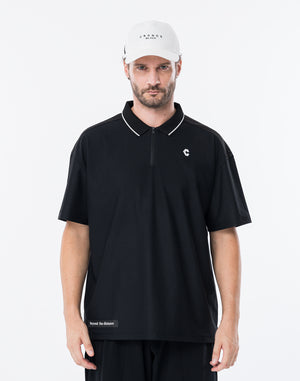 CRONOS 黑色智慧運動拉鍊 POLO 衫 [黑色]